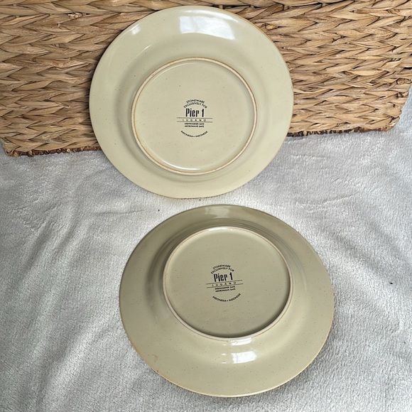 Pier 1 Lugano Set of 2 8” Salad Dessert Plates Fall Orange Red Tan Edge - Picture 4 of 6